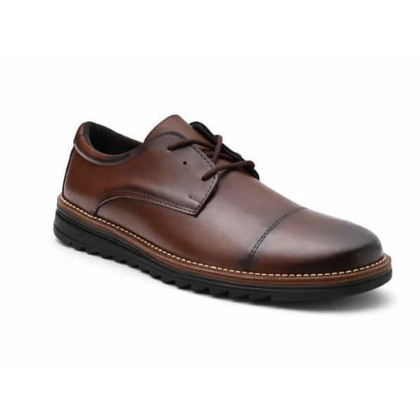 Sapato Derby Casual em Couro Marrom