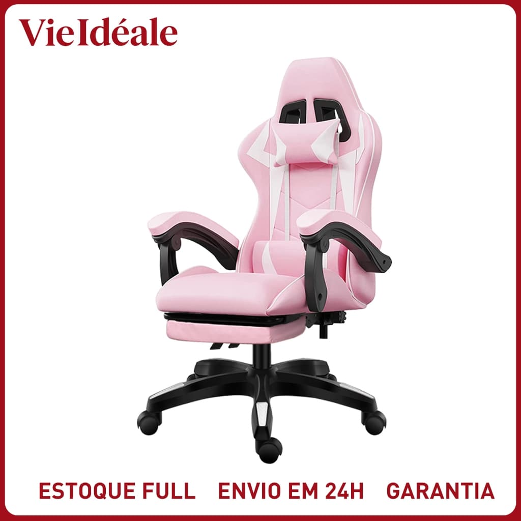 Cadeira Gamer Ergonômica Reclinável com Apoio de Pés Ajustável e Base Giratória – Máximo Conforto para Longas Sessões de