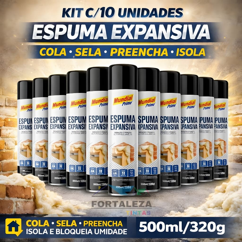 Kit 10 Unidades Espuma Expansiva Poliuretano Profissional 500ml / 280g Com Aplicador