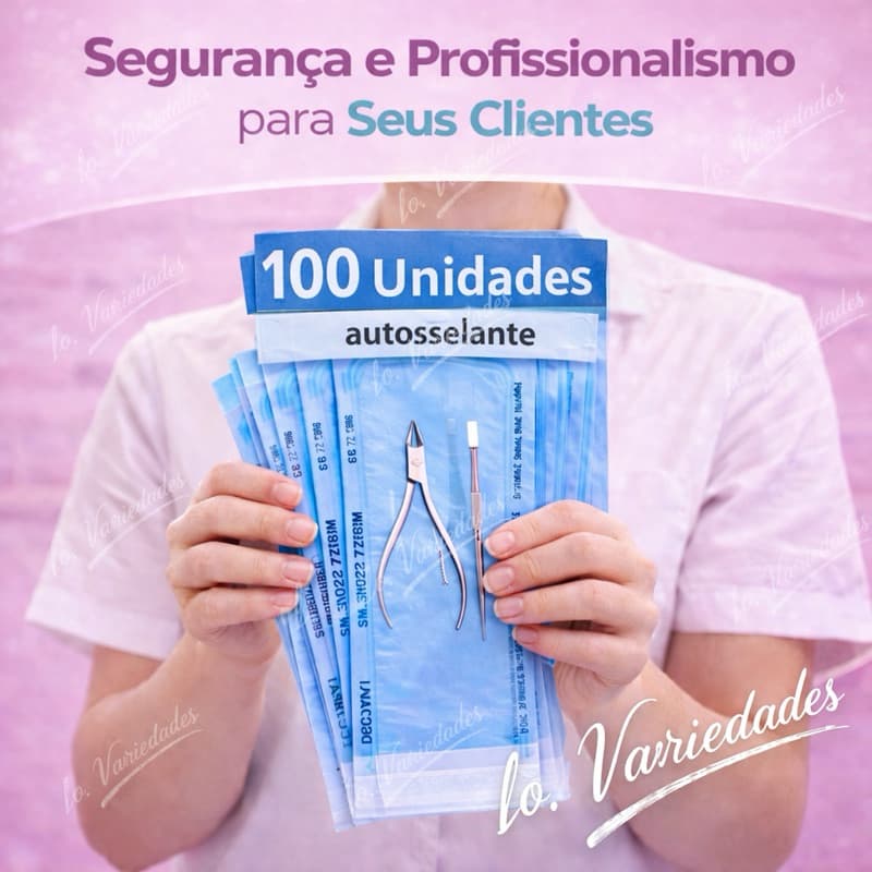 Envelope Esterilização para Autoclave 90x230mm, Auto selante, Papel Grau Cirúrgico 100 Un.