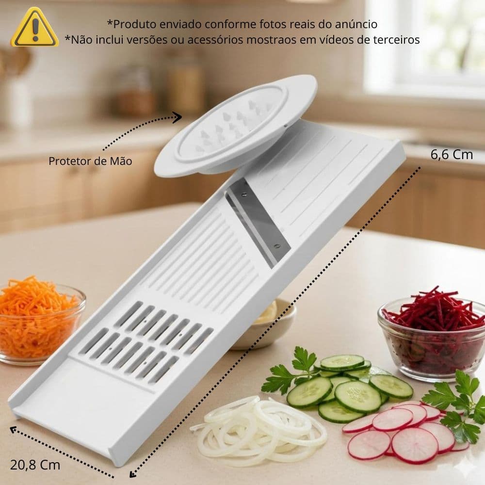 Fatiador Cortador Ralador de Legumes Manual Multiuso Queijos Frutas Legumes Lâmina Inox 21 Cm Keita.