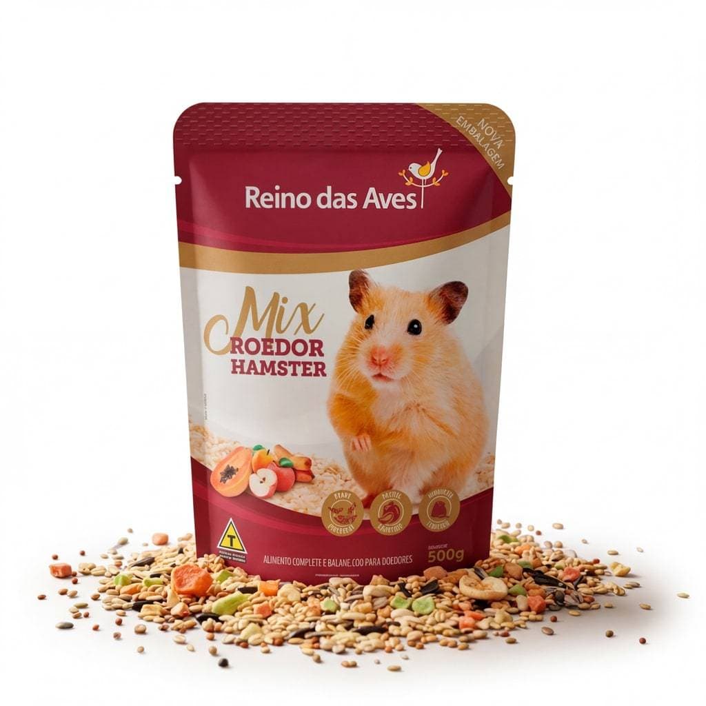 Ração Hamster Roedores Gold Mix Premium 500g Reino Das Aves