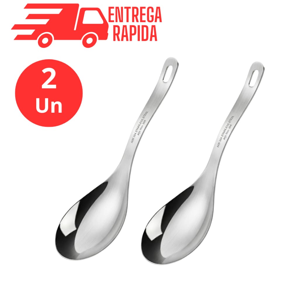 Kit 2 Colher Servir Arroz 23cm Aço Inox Premium Utensílios de Cozinha Restaurante, Buffet, Bares