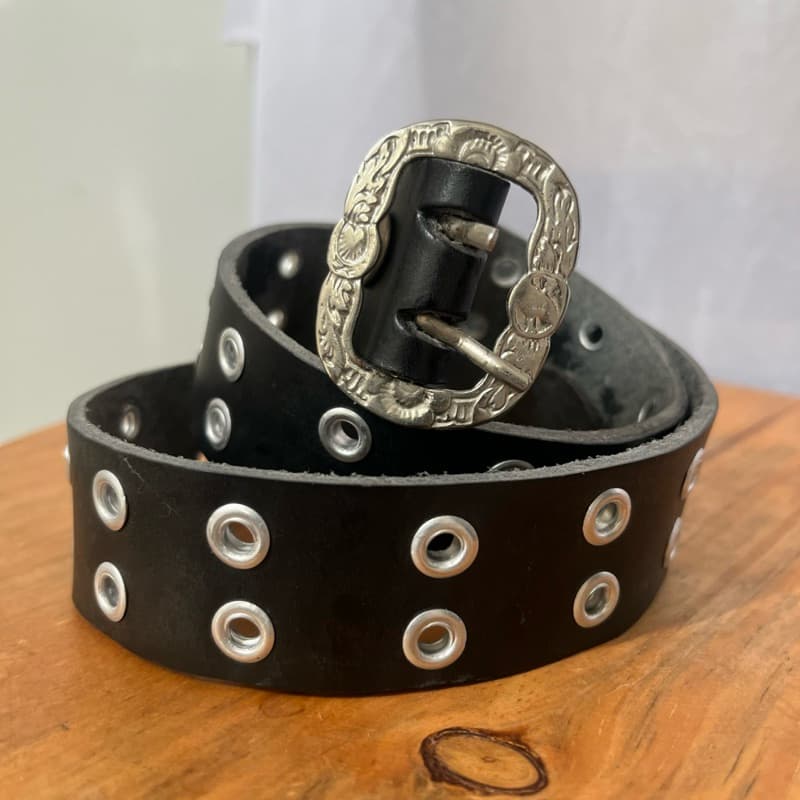 Cinto Infantil de Couro Legitimo Muladeiro Cowboy Preto e Marrom