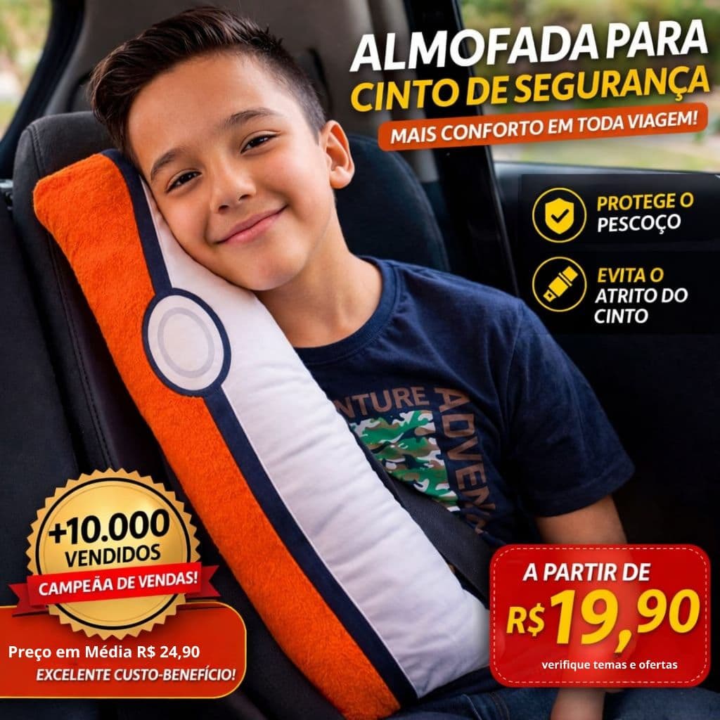 Almofada Protetora Para Cinto Segurança Carro Viagem Descanço Conforto Sublimação