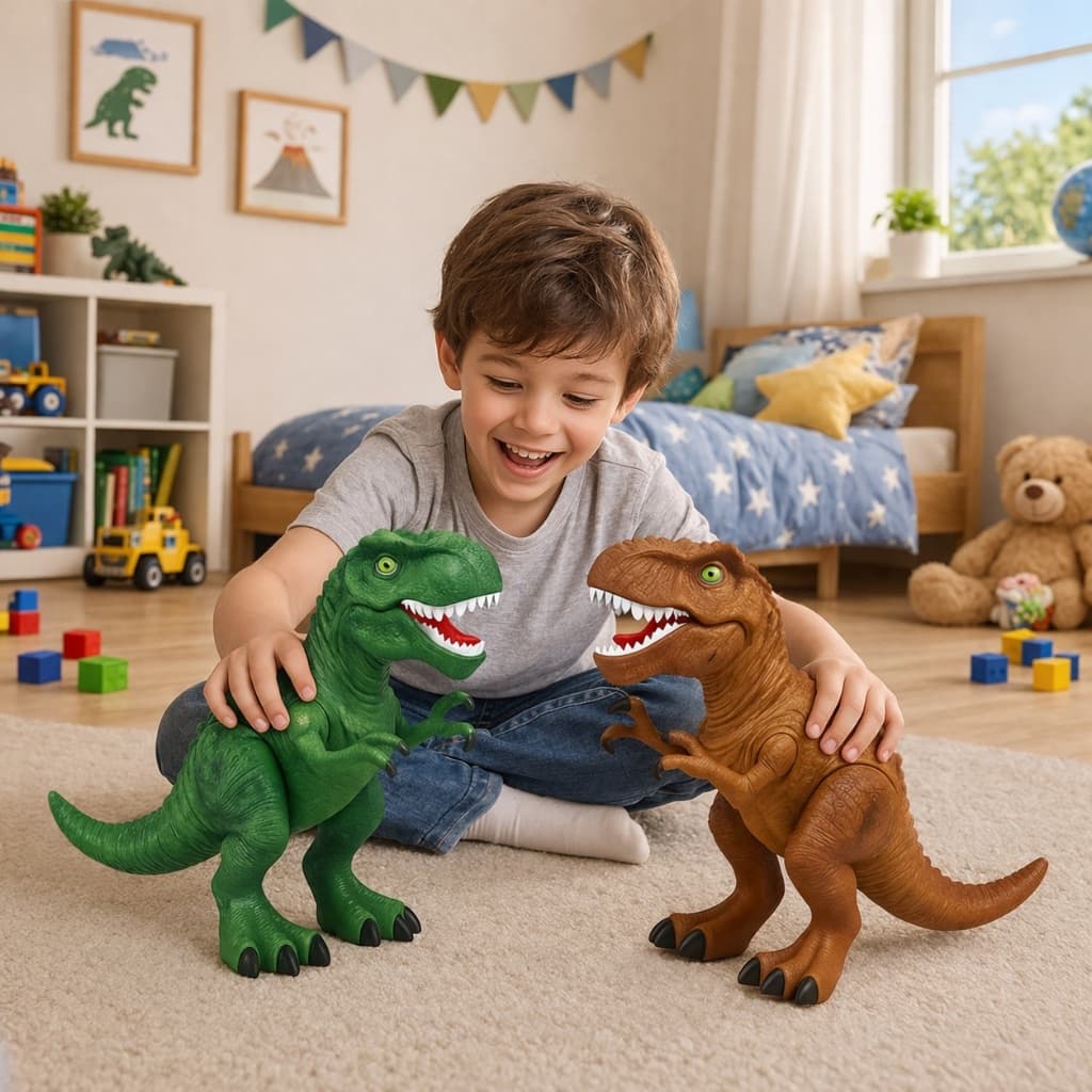 Dinossauro  de Brinquedo Tiranossauro Rex Anda Luz Som Rugido Personagem Dino