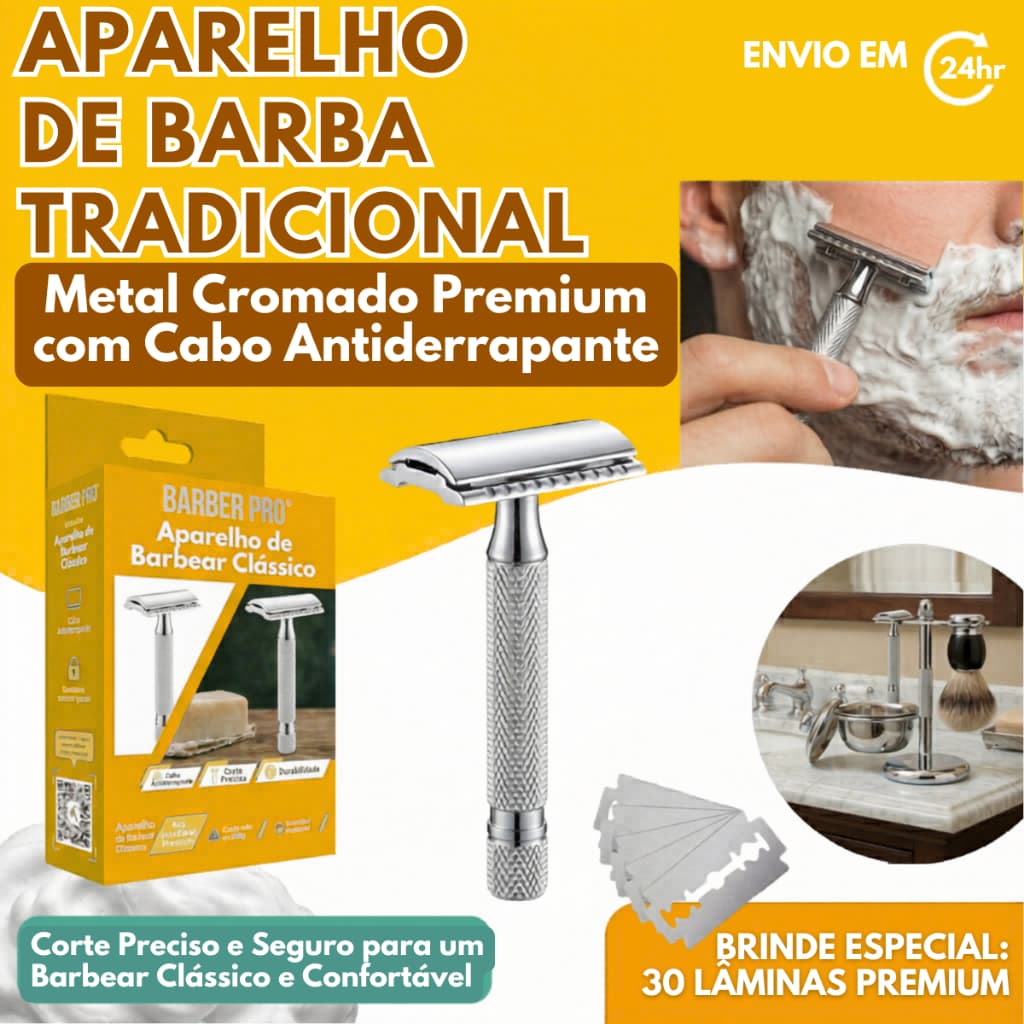 Aparelho de Barbear Articulado Clássico Retrô Antigo Para Barbeador Com Lâmina Afiado