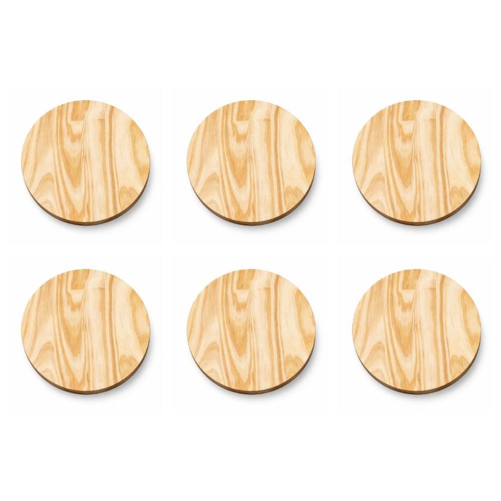 KIT 6 Unidades Tábua Redonda Pinus Disco de Madeira para Queijo Sousplat Decoração de Mesa