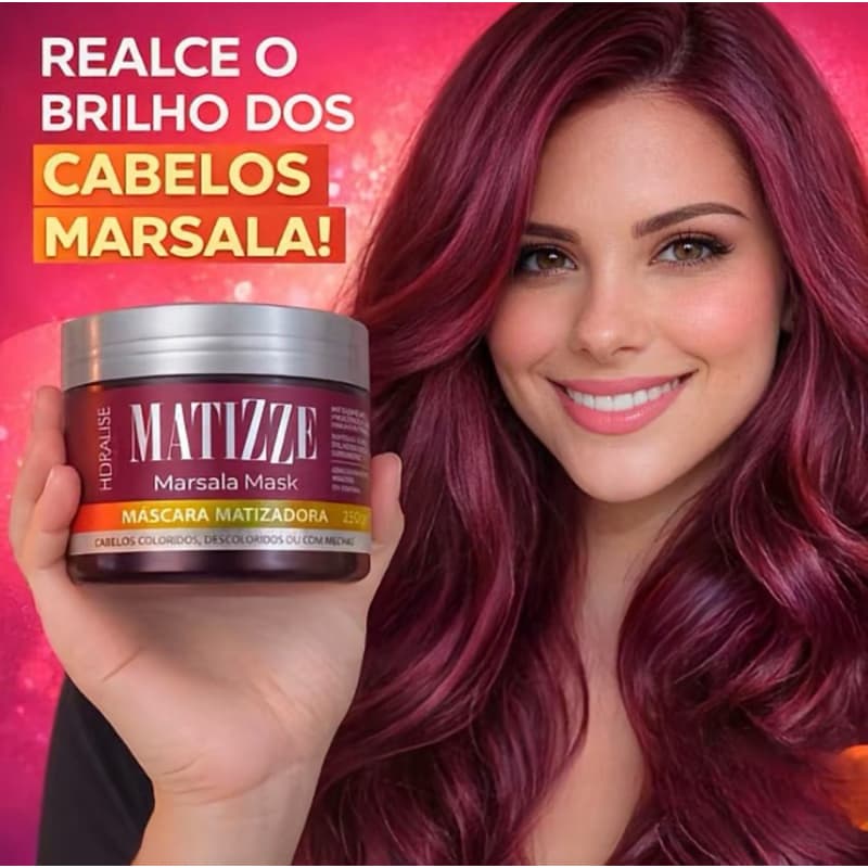 Máscara tonalizante S/ Amônia marsala (vinho)  - Nova Formula Rende 3x Mais MATIZZE MARSALA