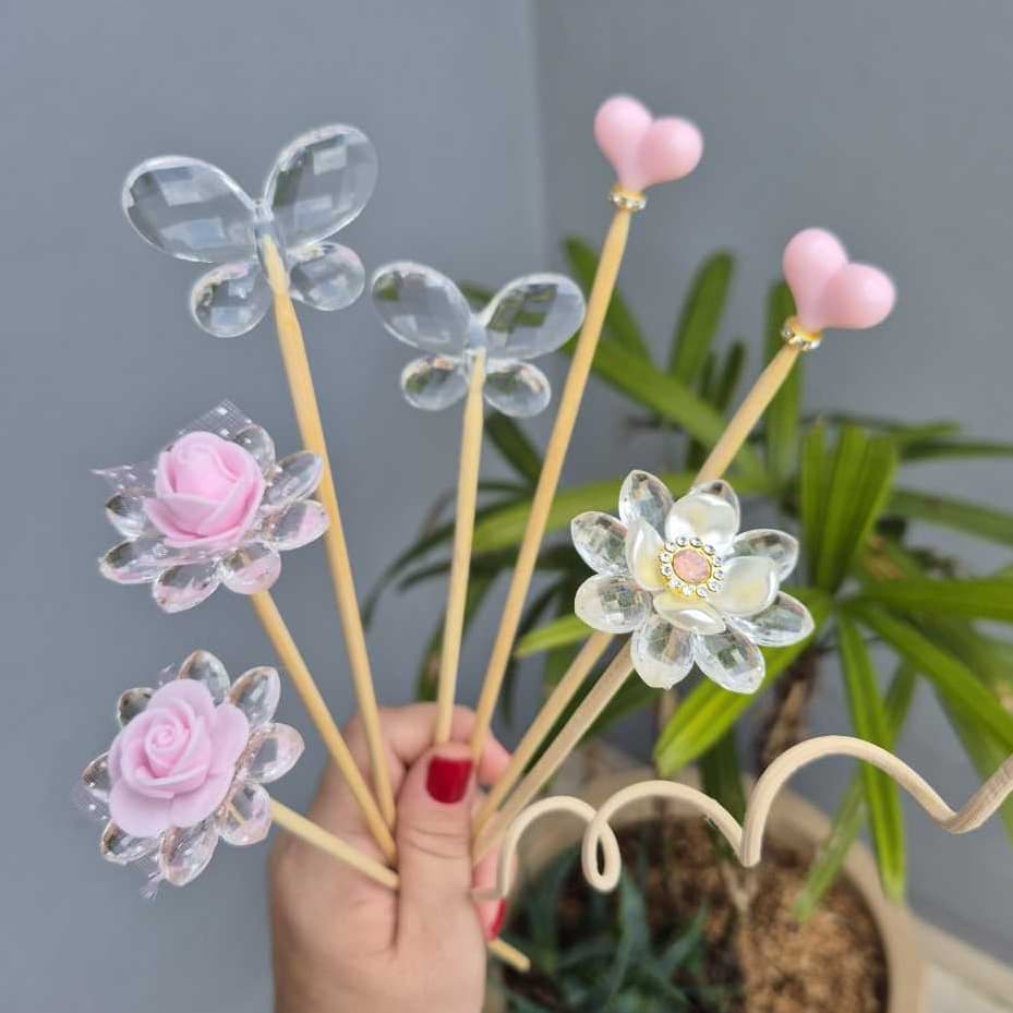 Varetas para difusor/lavabo decoradas enfeite (KIT com 08 varetas para difusor)