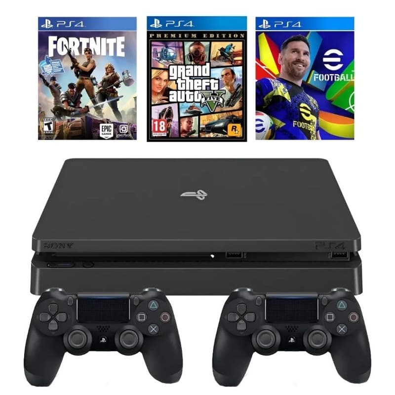 PS4 Slim 500GB/1TB + Controles + Jogos Aleatórios CD | Revisado + Garantia + nota fiscal