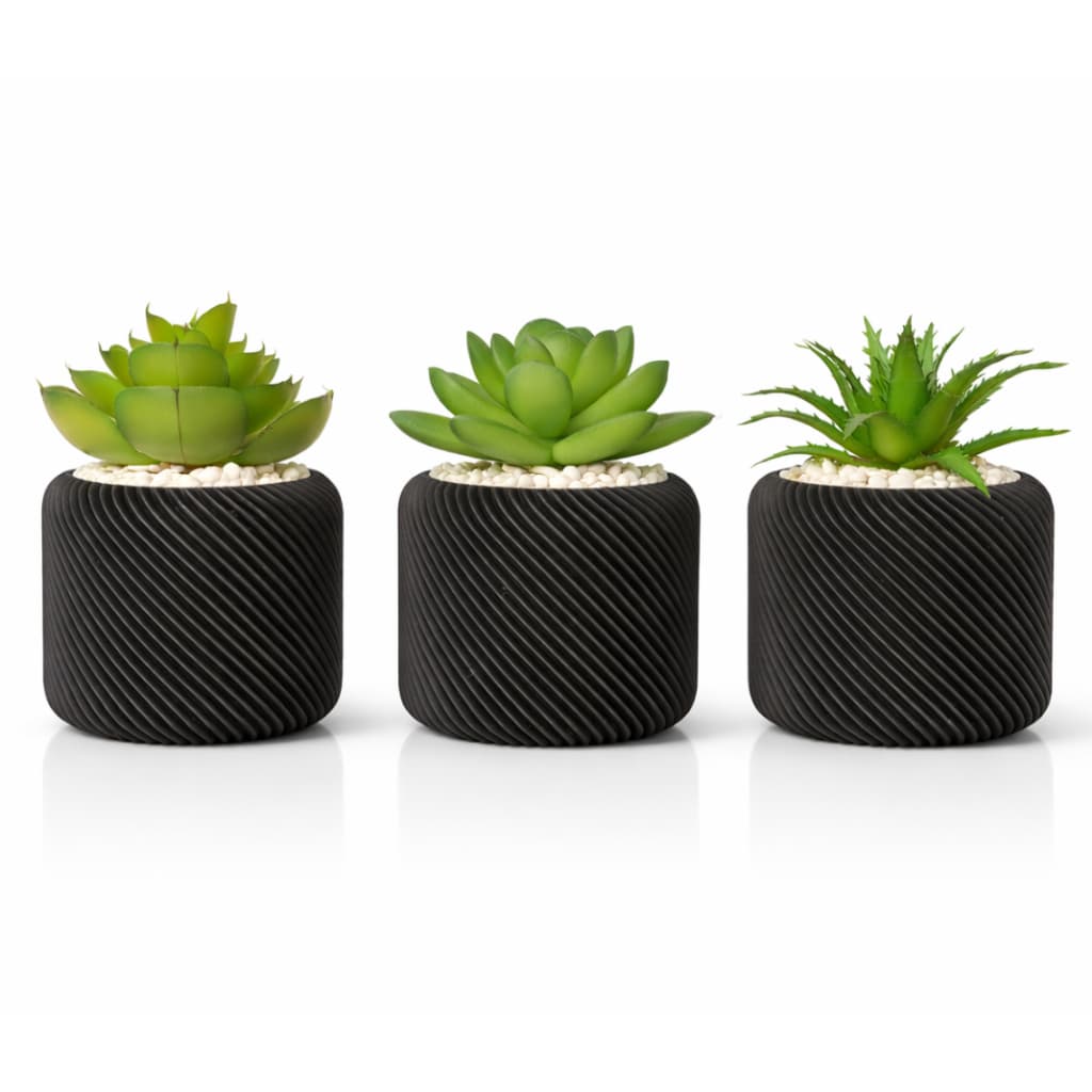 Suculenta Artificial no Vaso Kit 3 Vasos Decorativos Realistas