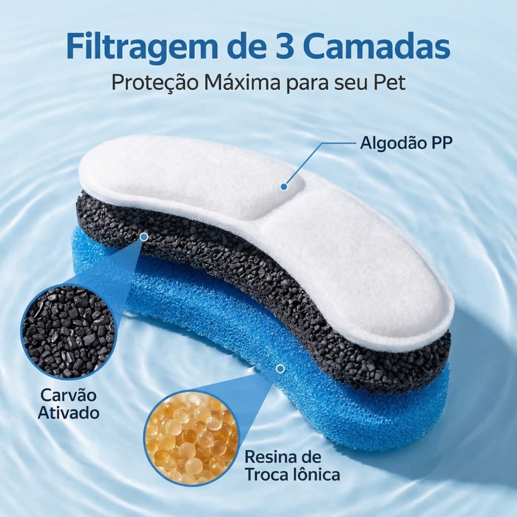 4/6/12PCS Filtro de Reposição com Carvão Ativado para Fonte Automática de Água de Gato e Cachorro – Purificador Pet