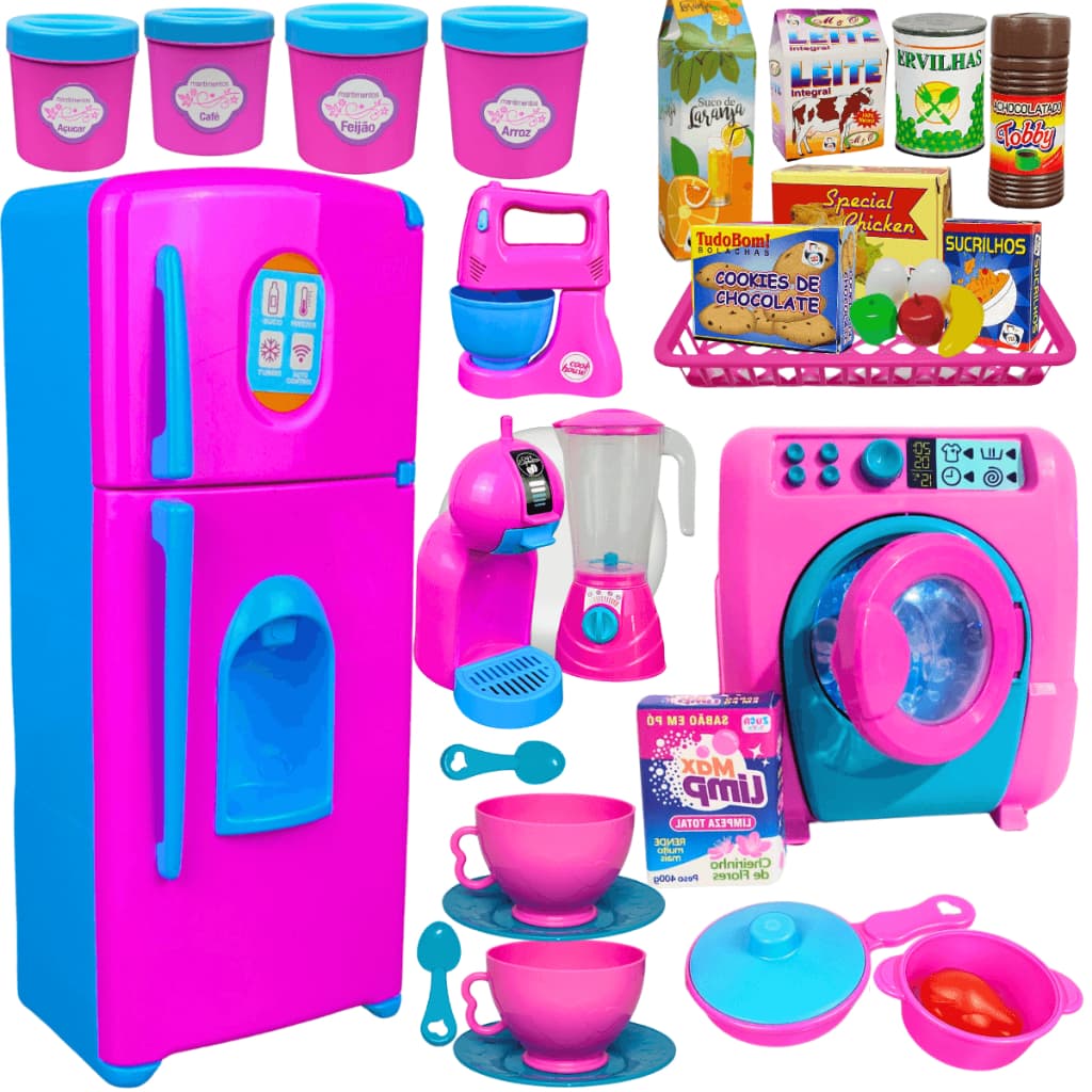 Kit Cozinha Brinquedo Infantil Completo Geladeira Fogão Comidinhas Eletrodomésticos