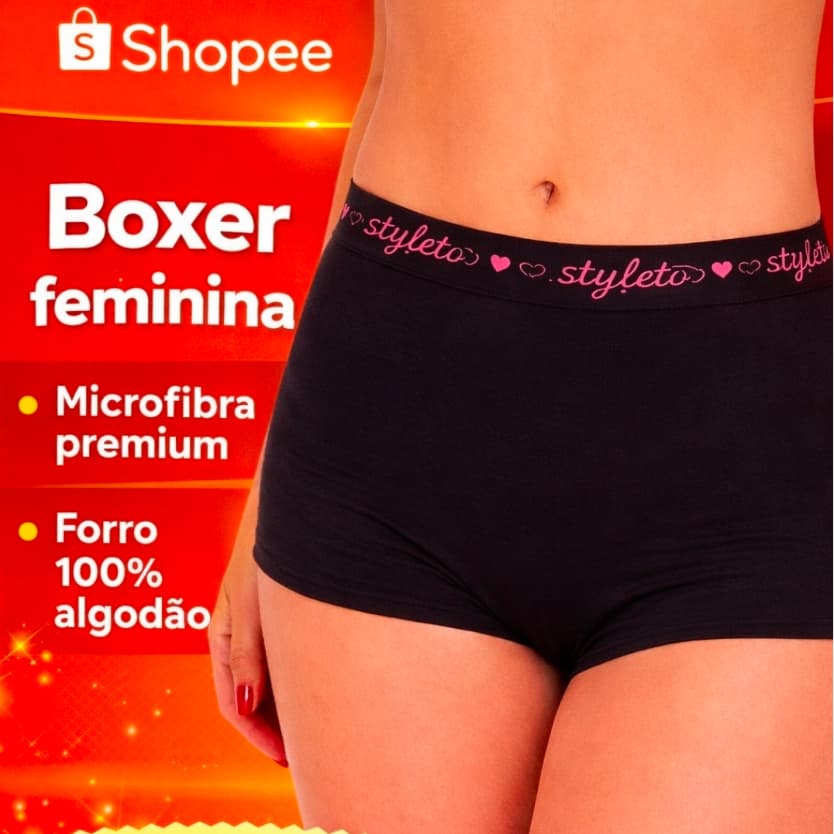 Kit 4 Calcinha Boxer Feminina Cueca box Feminina Plus Size Calcinha Box Shortinho de dormir lingerie