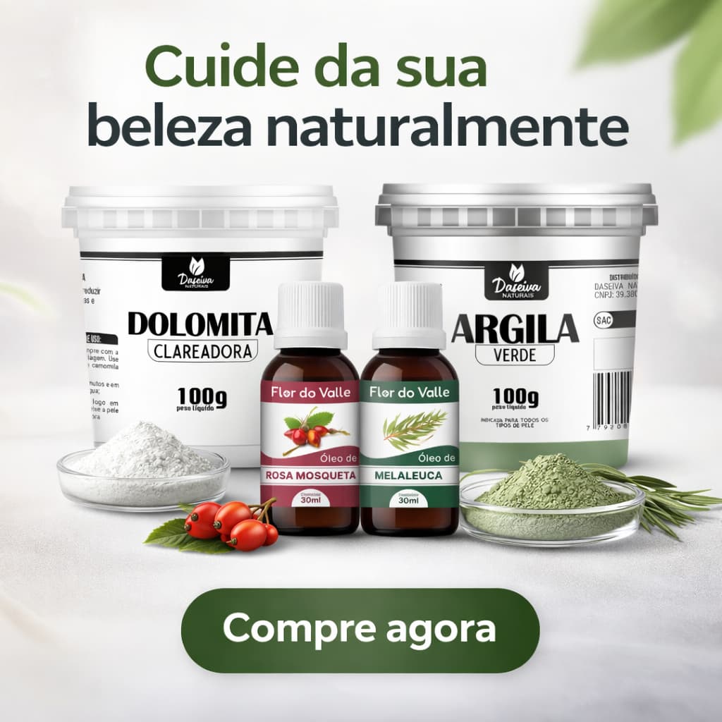 Kit Skincare pele facial Dolomita Clareadora e Argila Verde 100g pote mais Óleos Vegetal Rosa Mosqueta e Melaleuca 30ml