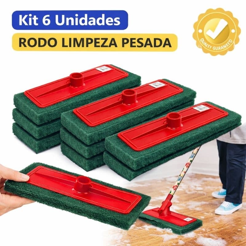 Kit 2 a 6 rodos limpeza pesada esponja abrasiva piso azulejo s/ cabo