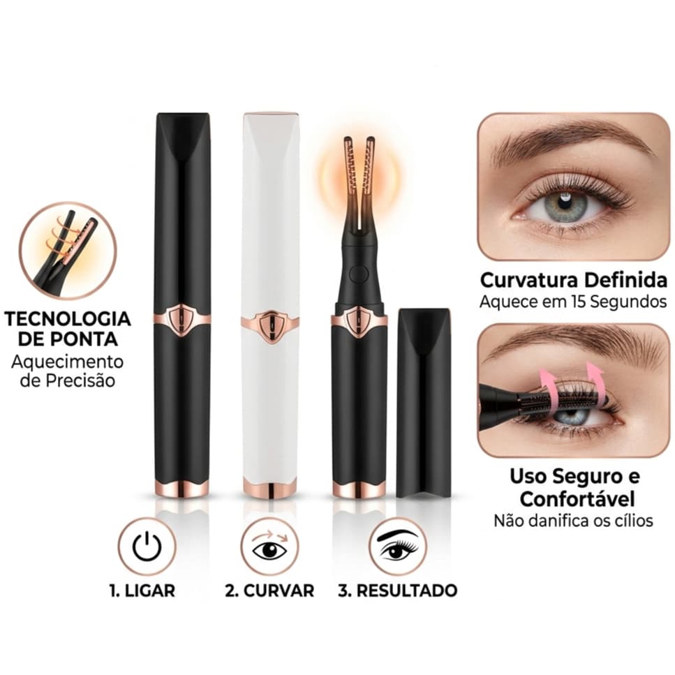 Curvador De Cílios Portátil 3 Modos De Temperatura Aquecidos