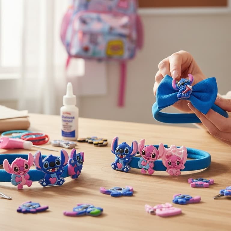 Kit 10 Apliques Emborrachados Stitch | Sortidos para Laços, Tiaras, Acessórios e Artesanato Criativo