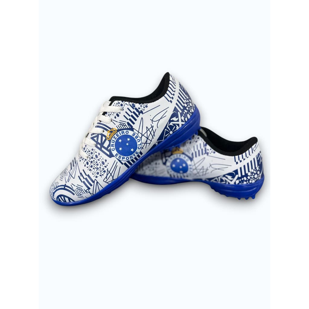 Chuteira Infantil Society Cruzeiro Branca Elite ⚽ Confortável | Envio Rápido | 28 ao 36