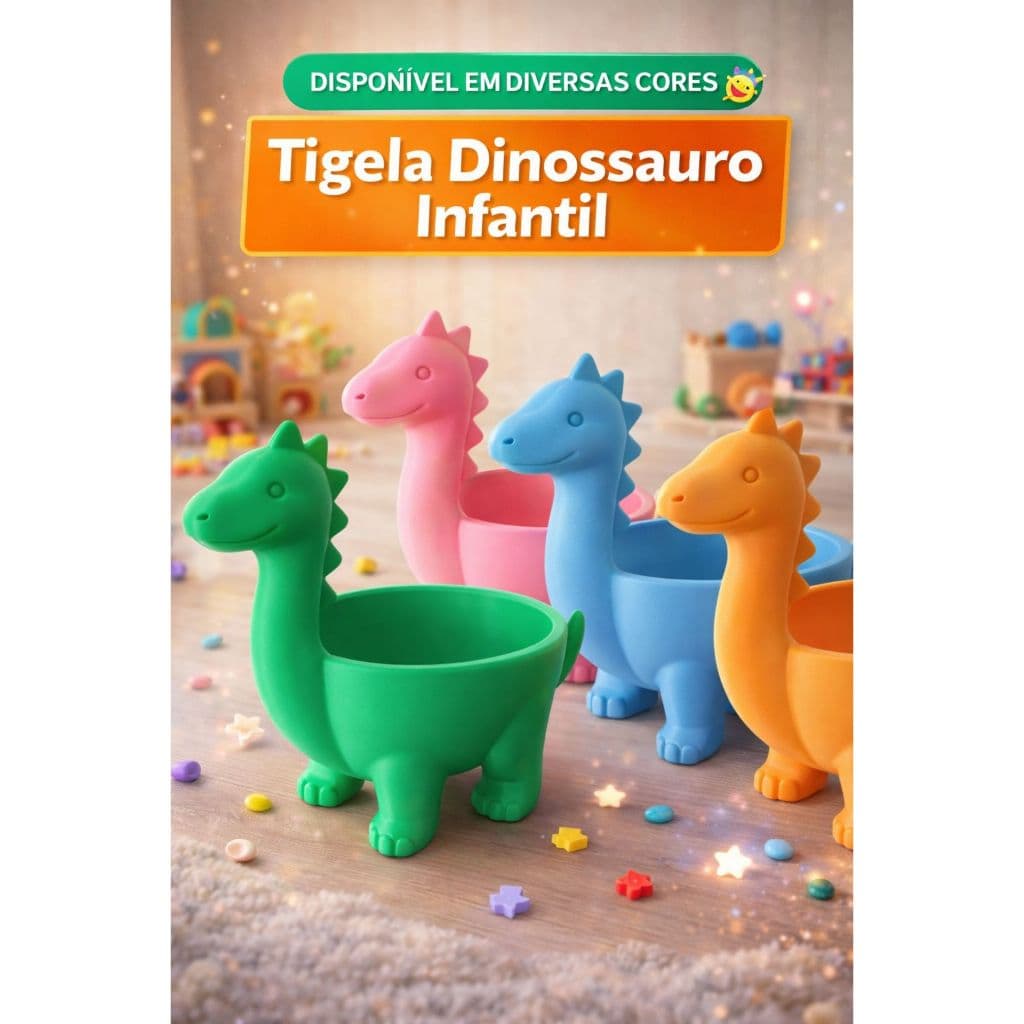 Tigela Dinossauro Infantil - Prato Bacia - Cozinha Kids Decoração Presente Bowl