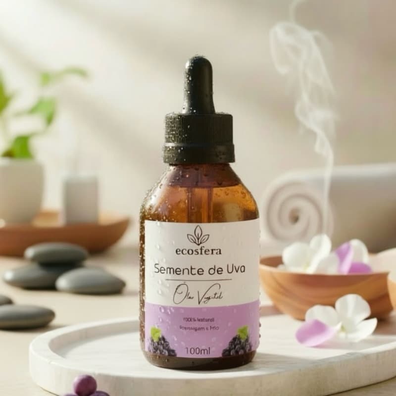 Óleo Vegetal Semente de Uva 100ML - Prensagem a frio 100% Puro e Natural