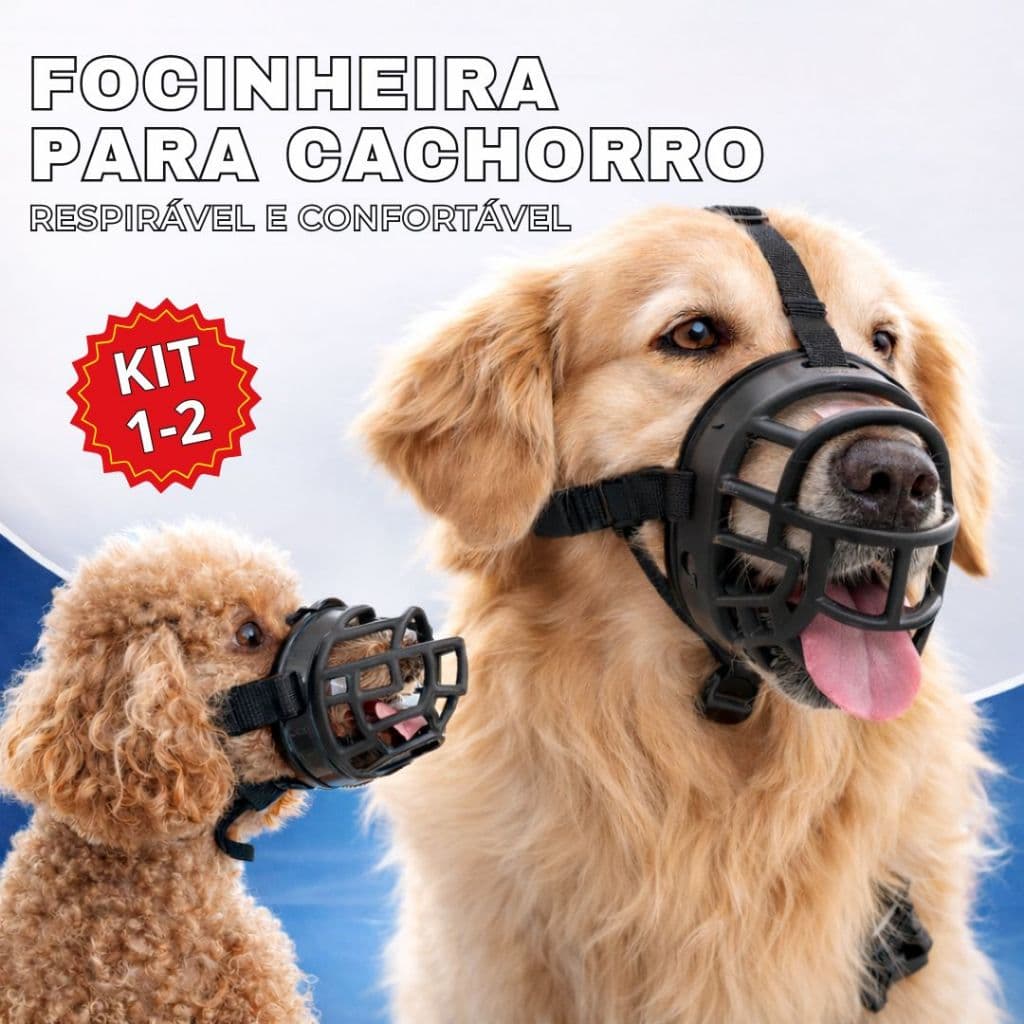 Focinheira Ajustável de Silicone Macia Respirável para Cães de Porte Médio e Grande Cor Preta