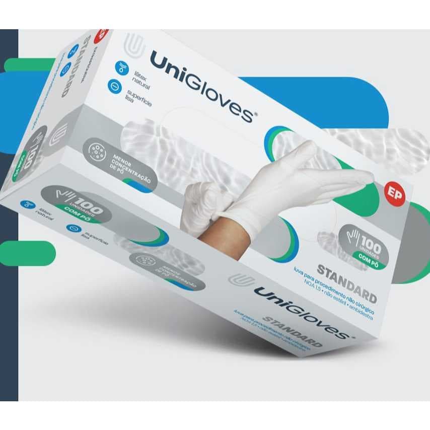 Luva De Procedimento Com Pó Standard Com 100 Unidades UniGloves