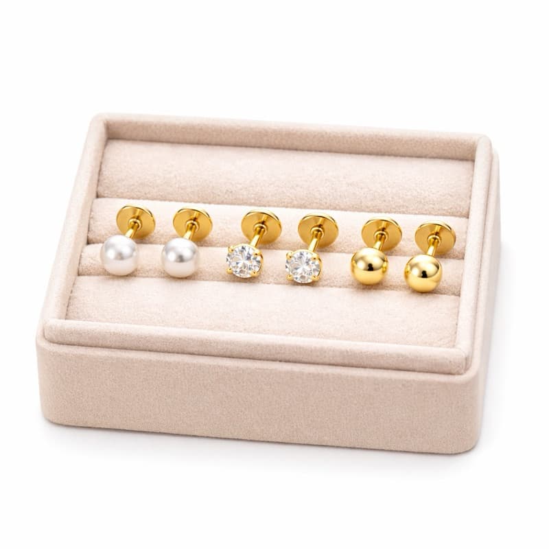 Brinco para Bebê Antialérgico Brinco Infantil Tarraxa Baby  Banhado a Ouro 18k