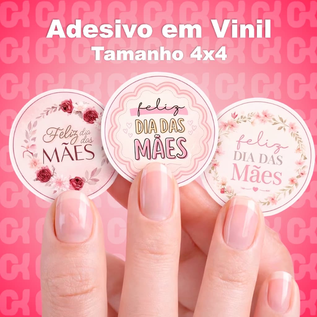 KIT Adesivos Etiqueta Feliz Dia das Mães | Adesivo Cliente Dia das Mães 4x4