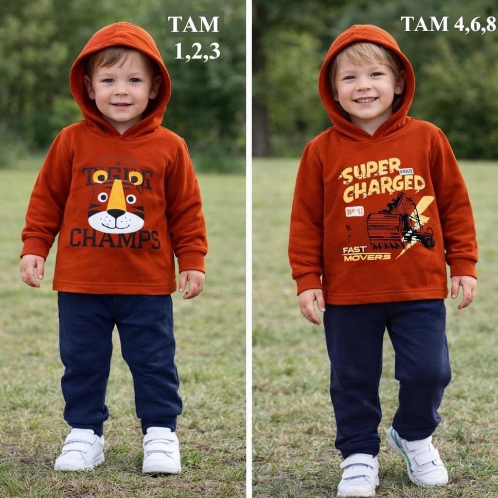 Conjunto de moletom com capuz para inverno, frio meia estação tamanhos 1 ao 8