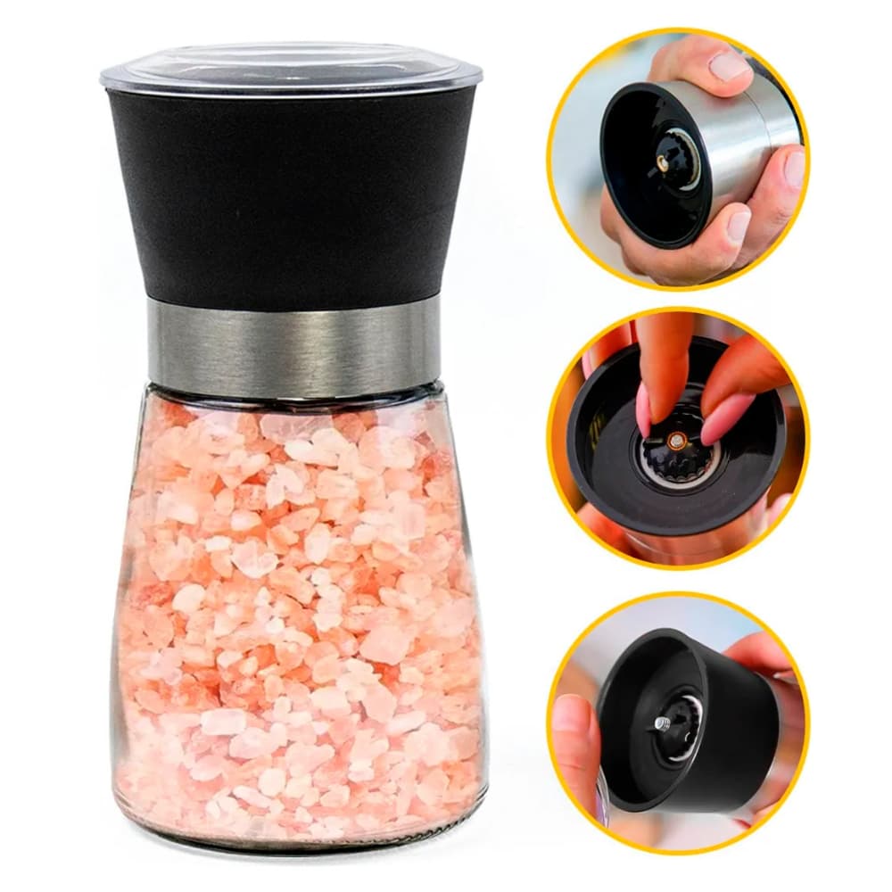 Moedor de Temperos Premium – Vidro e Inox para Sal, Pimenta e Especiarias