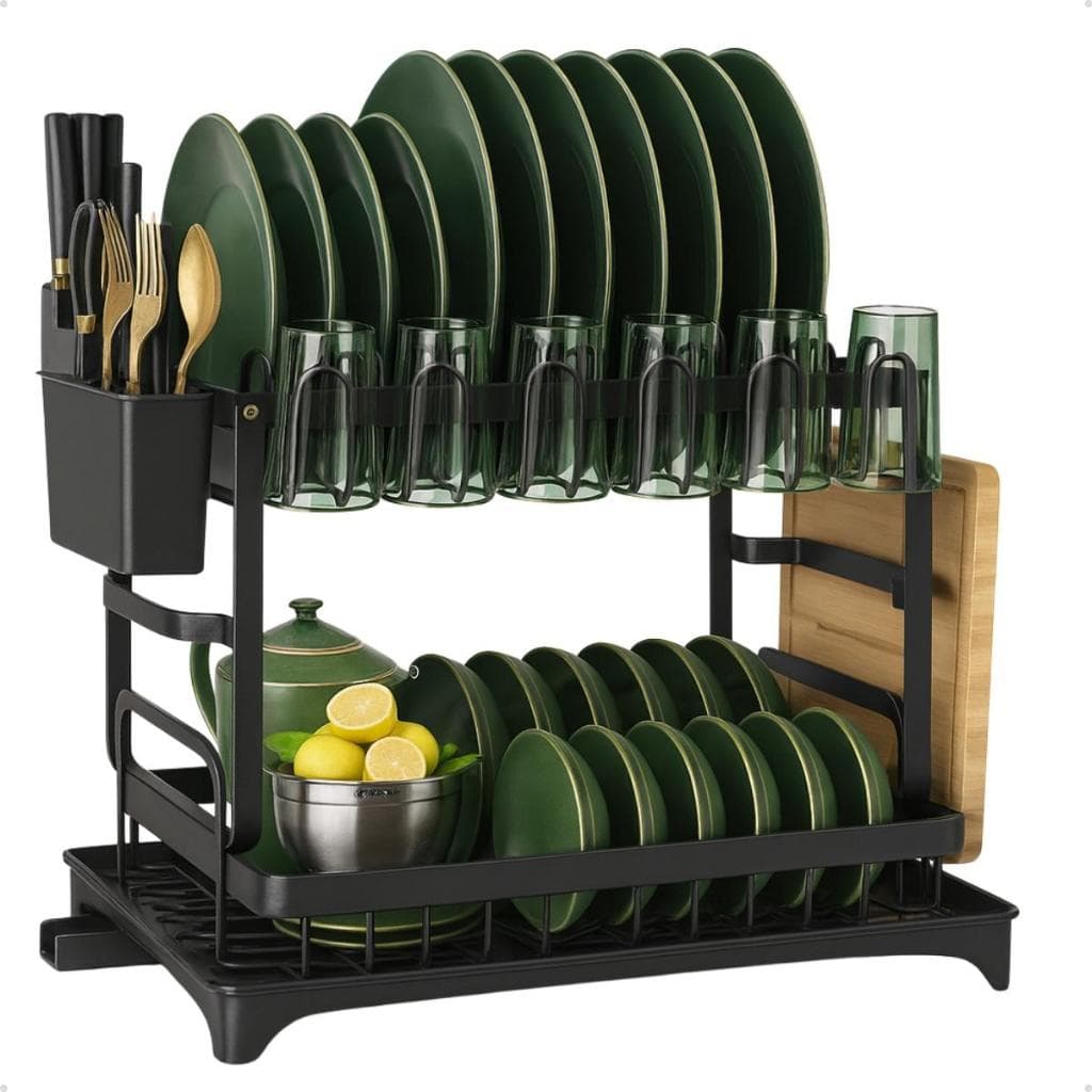 Escorredor De Louça Duplo Pratos Talheres Pia Aço Utihub