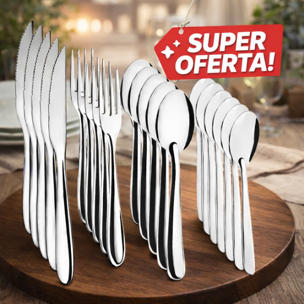 Conjunto De Talheres Escolha Seu kit 24/48/72 Peças Aço Inox Faca Garfo Colher e Colher Sobremesa
