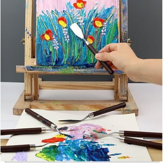 7 pcs Conjunto Espátula Artista Profissional - Faca Aço Inoxidável para Pintura a Óleo e Desenho