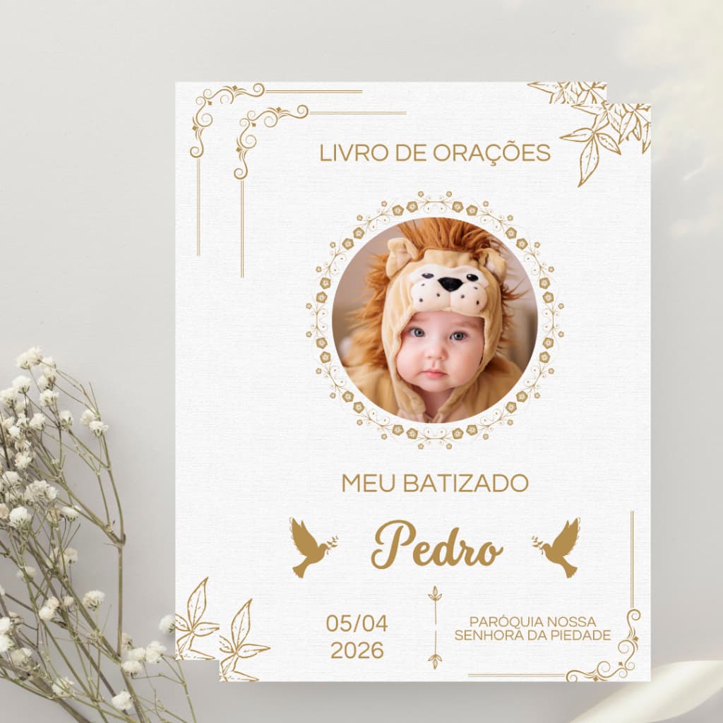 KIT 10 LIVROS DE ORAÇÃO PERSONALIZADOS PARA BATIZADO