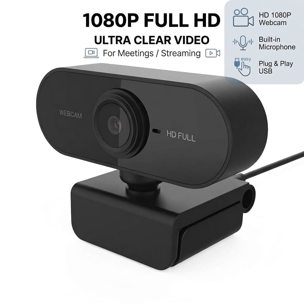 Webcam Câmera Computador Full HD 1080x1920p 2MP USB Plug Play Microfone Embutido