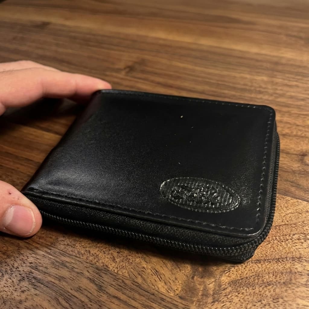 Carteira Masculina com Zíper Moedas, Cartões e CNH Couro Sintético Premium Vintage