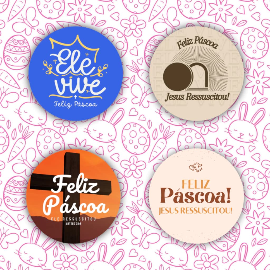 25/ 50 / 100 Etiqueta Adesiva  Feliz Páscoa | Adesivo Páscoa | 4x4 redondo | Lembrancinha decorativa