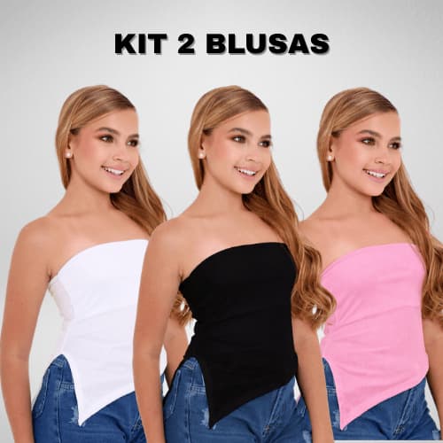 Kit 2 Cropped Samara Menina Infantil Canelado Tomara Que Caia Sem Alça Moda Kids Fashion