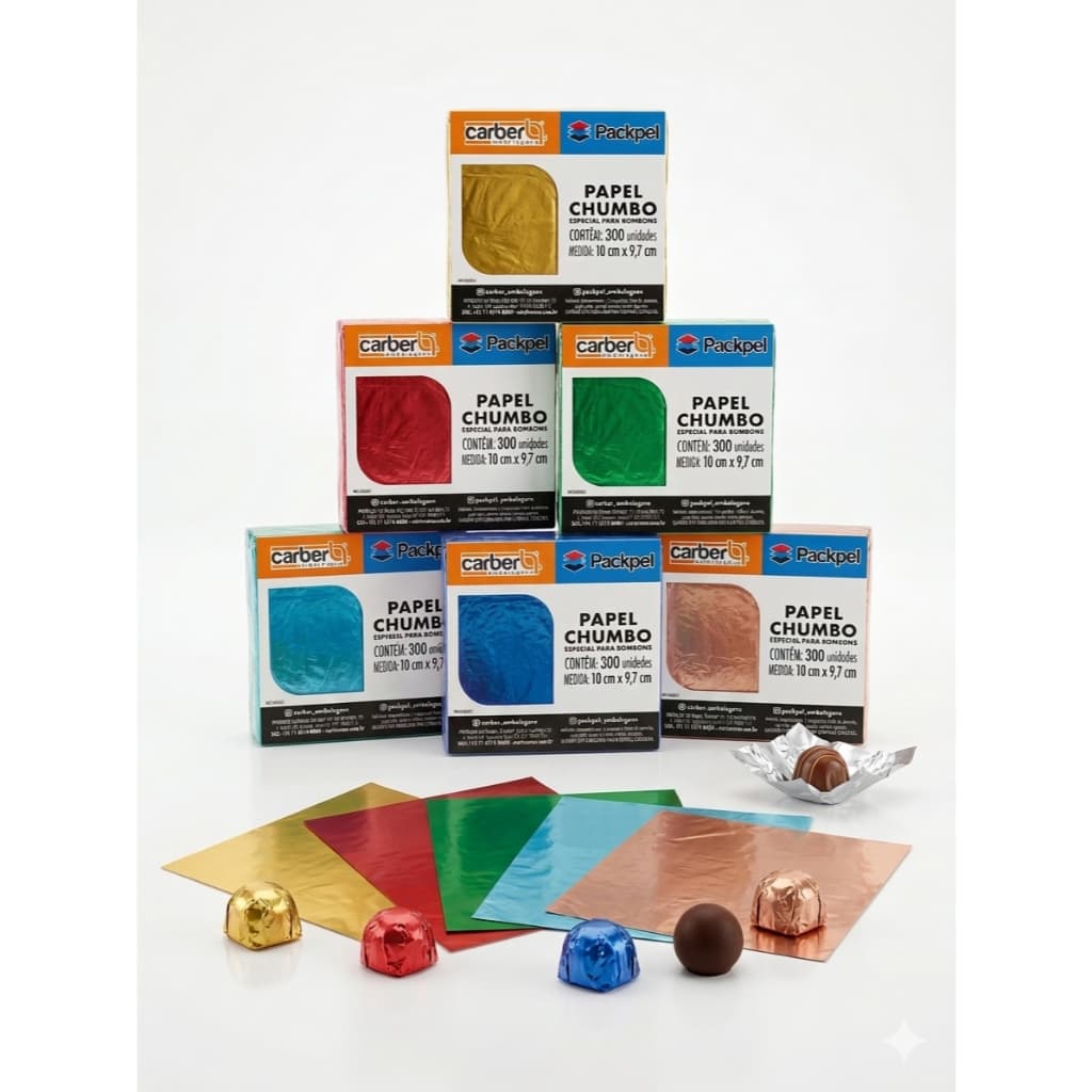 FOLHAS PAPEL CHUMBO 10X9,7CM/ 10X10CM  CARBER  C/300 FOLHAS