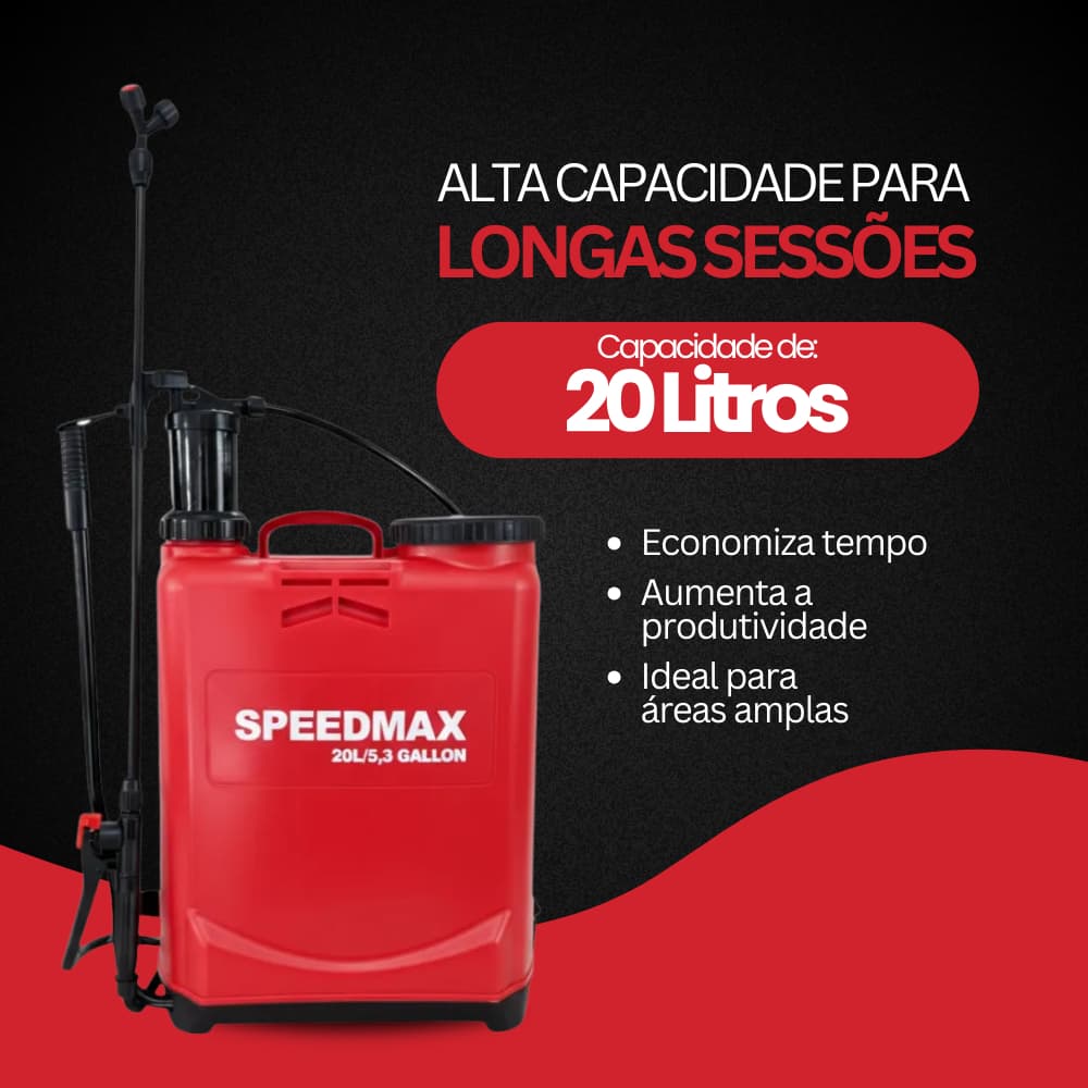 Pulverizador Vermelho Costal Agrícola 20 Litros SPEEDMAX com 3 Bicos e Jogo de Reparos