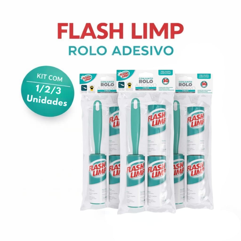 Conjunto Rolo Adesivo E 2 Refis Kit 1/2/3 Unidades CST0085 Flash Limp