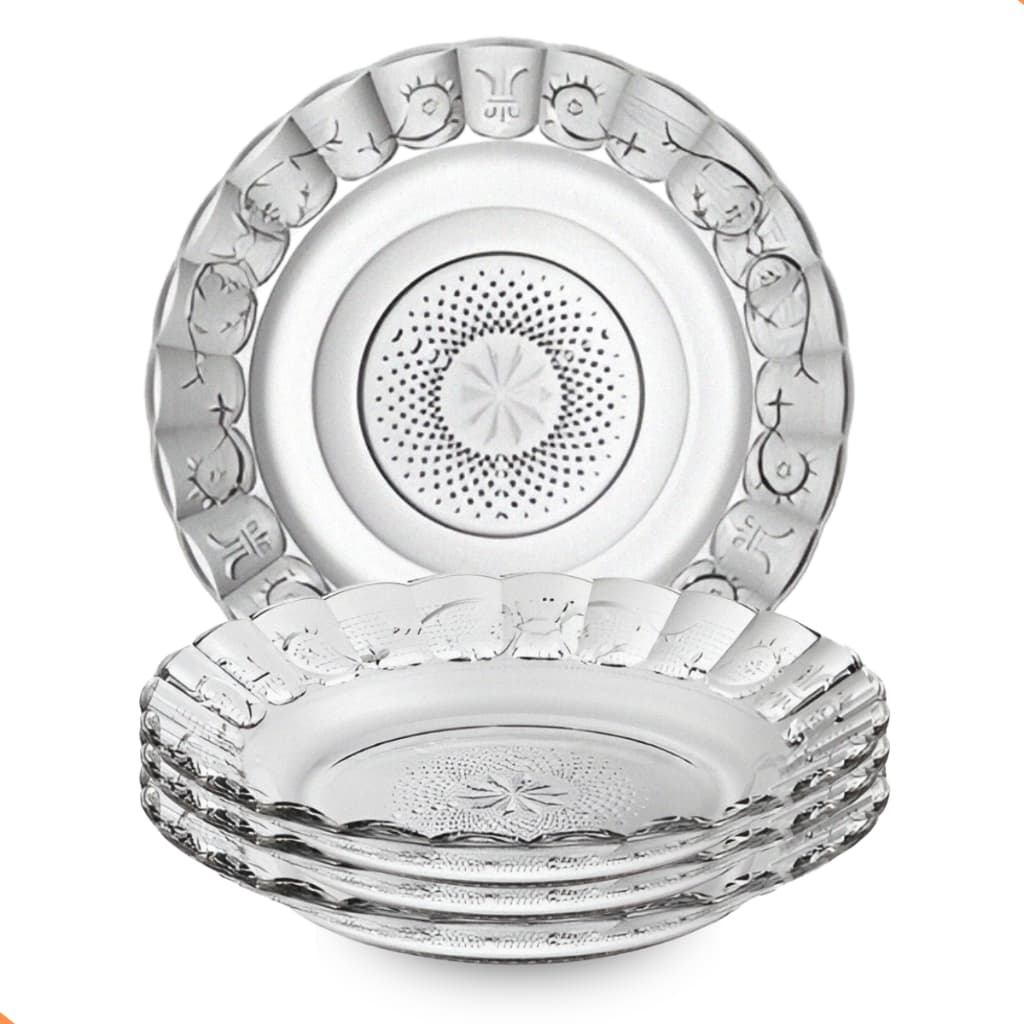 Jogo De Prato Fundo Estrela de Vidro 6 Peças Prato Egípcio 21,5cm | Transparente Mesa Posta