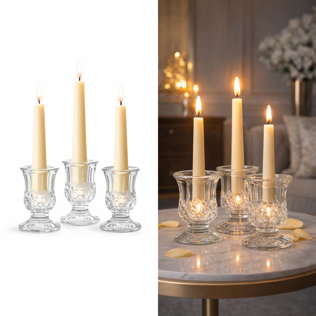 Kit Porta Vela Castiçal De Vidro Resistente  Decoração Festas Eventos
