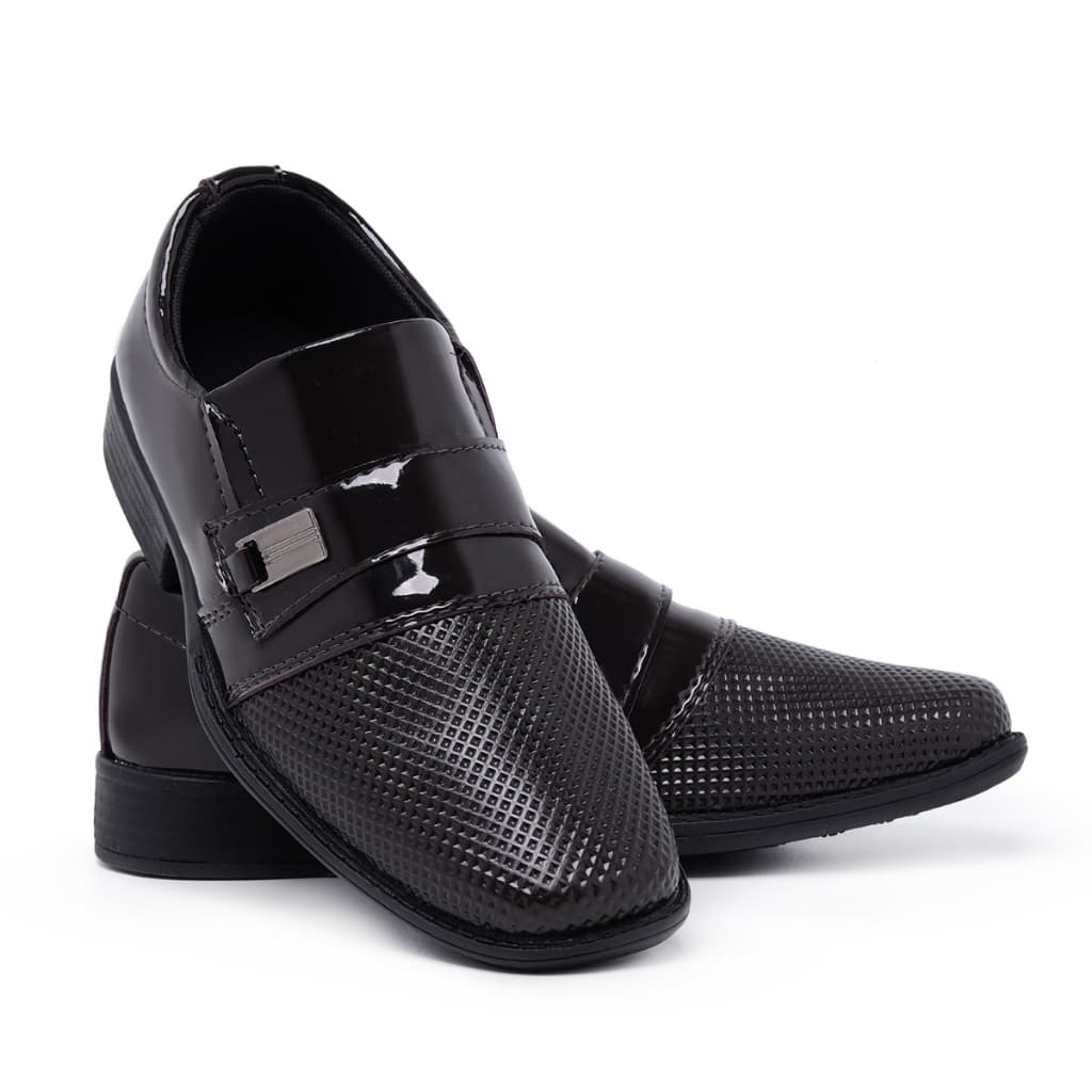 Sapato Social Infantil Menino Masculino Criança Bico Quadrado Sem Cadarço Festa Formatura Daminho