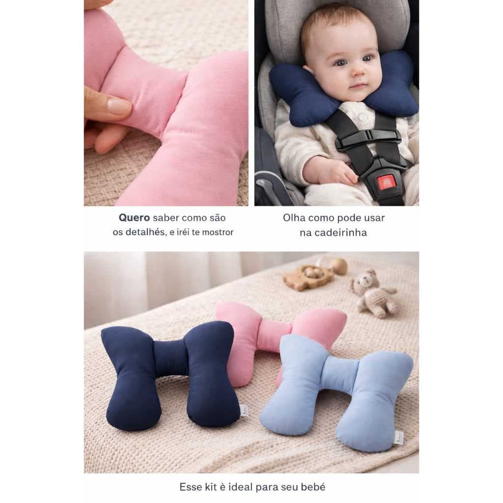 Almofada de Pescoço Bebê para Apoio de cabeça para Carrinho Bebê Conforto e Passeios