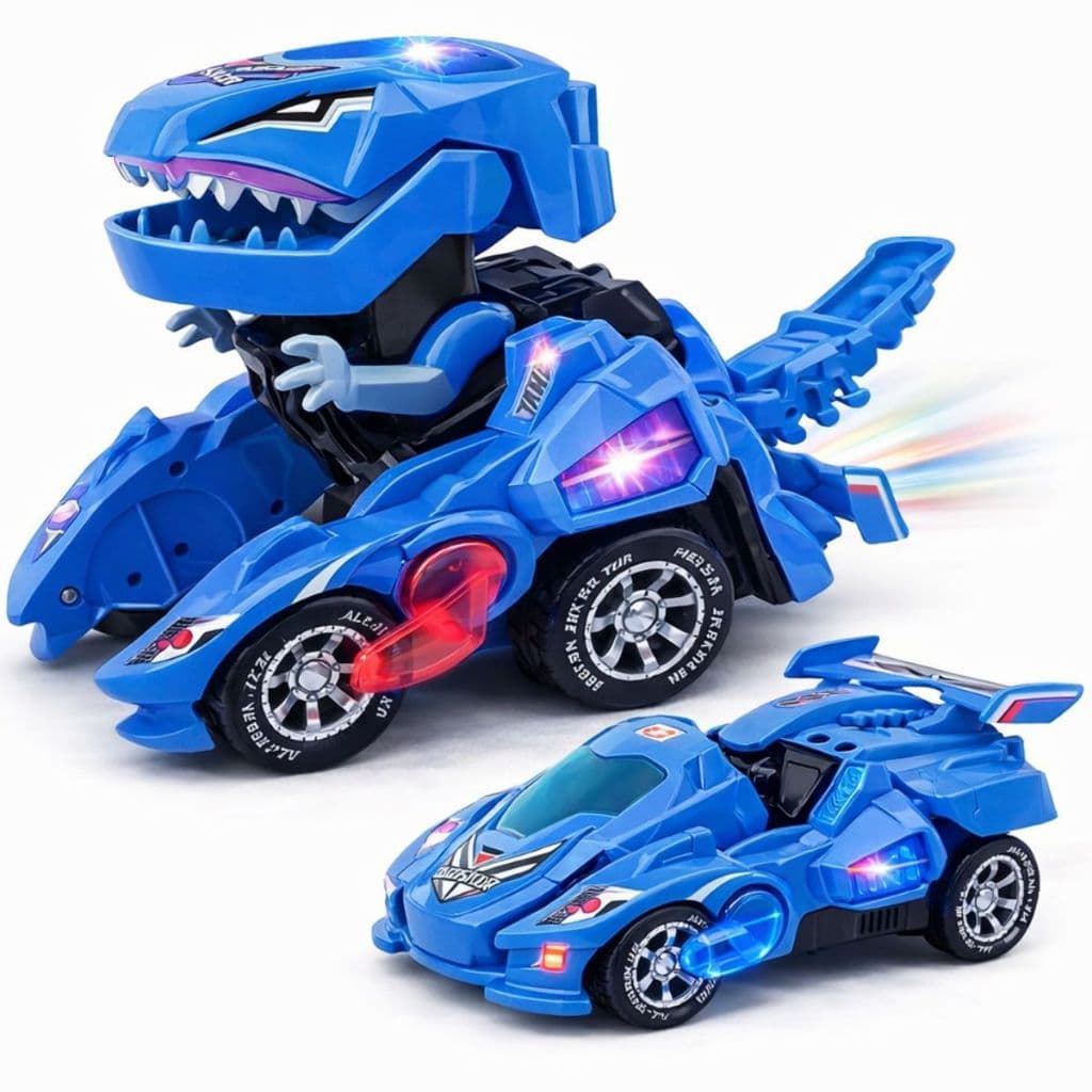 Carrinho Dinossauro Vira Robô Dino Com Luz Bate e Volta Brinquedo Infantil