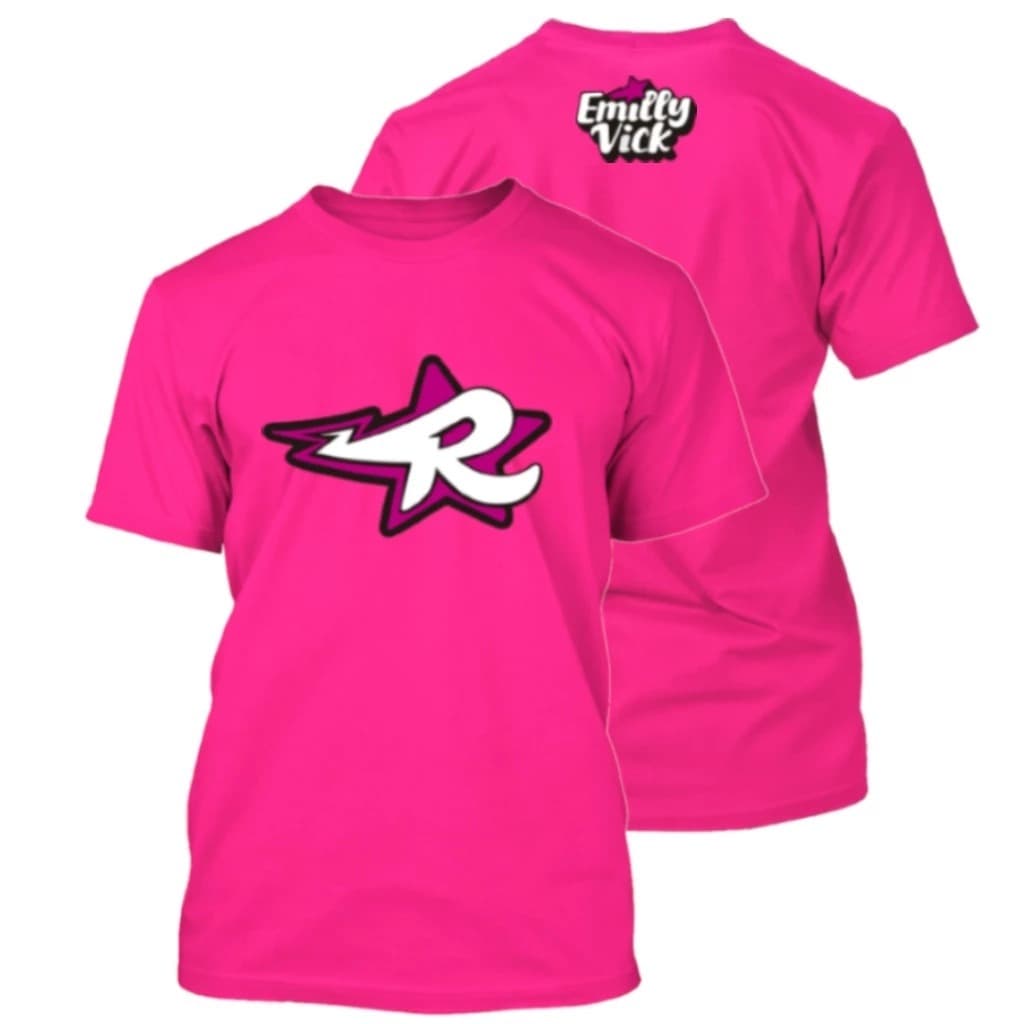 Camiseta Emilly Vick e Os Rosa 100% Algodão Infantil e Adulto Baby Look Pink - escolha sua estampa
