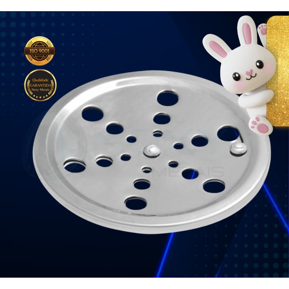 Ralo banheiro lavabo redondo metal inox grelha (9.5) SEM caixilho - Tampa do ralo